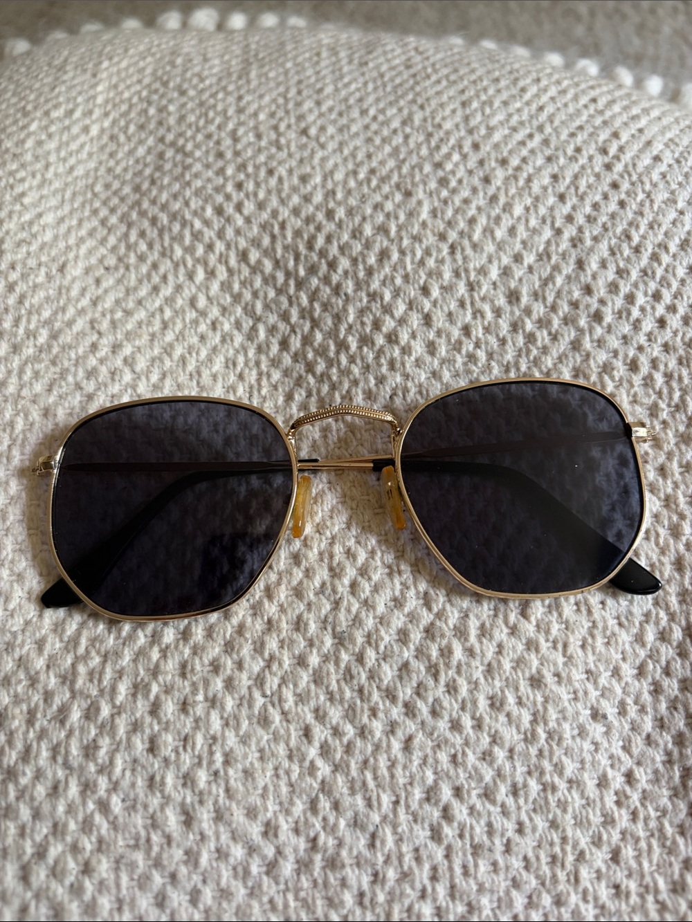 Gold Frame Sunglasses with Dark Lenses